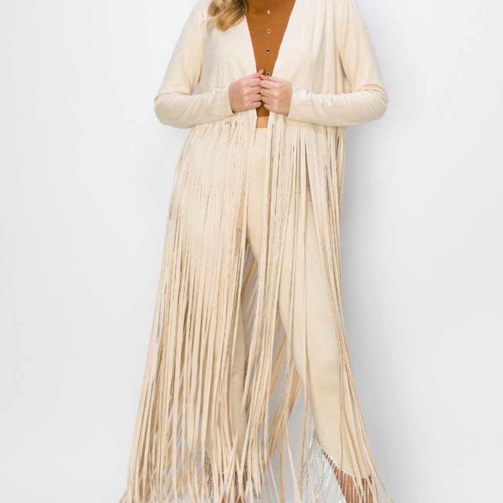 NEW VOCAL suede fringe DUSTER JACKET Woodstock Boho western rodeo cowgirl SM-3X